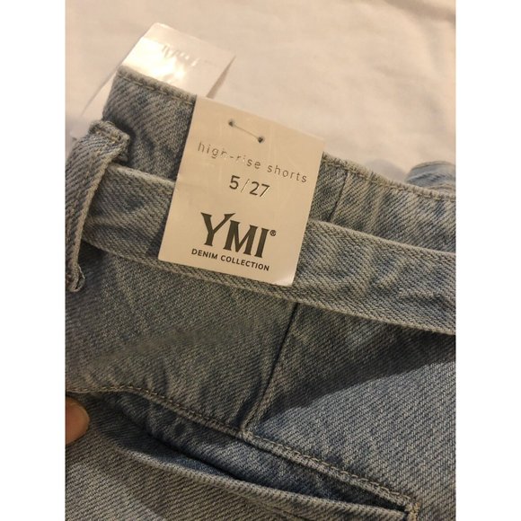 YMI High-rise shorts Denim jeans Collection wide leg size 5, celestial blue NWT - Picture 7 of 11
